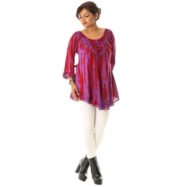 Tie Dye Tunic with Neckline Embroidery - Bed Bath & Beyond - 41791168