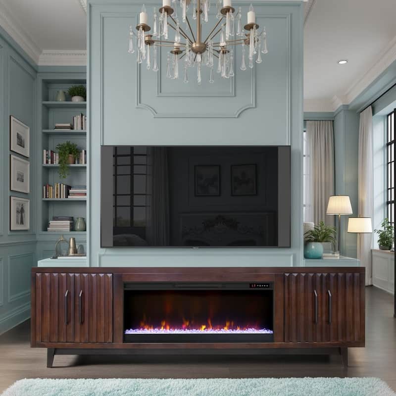 Bridgevine Home Radiance 94 inch Fireplace TV Stand for TVs up to 100 inches