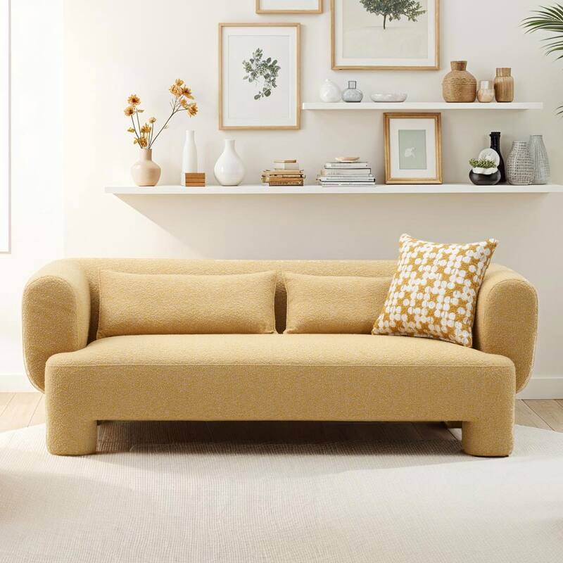 Furniture of America Nyxel Modern 83-inch Yellow Fabric Oversized Sofa with Pillows