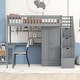 preview thumbnail 39 of 52, Loft Bed with Bookshelf,Drawers,Desk,and Wardrobe Grey - Twin