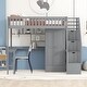 preview thumbnail 2 of 7, Twin Size Loft Bed Stairs Storage Bed with Bookshelf and Drawers, Desk & Wardrobe