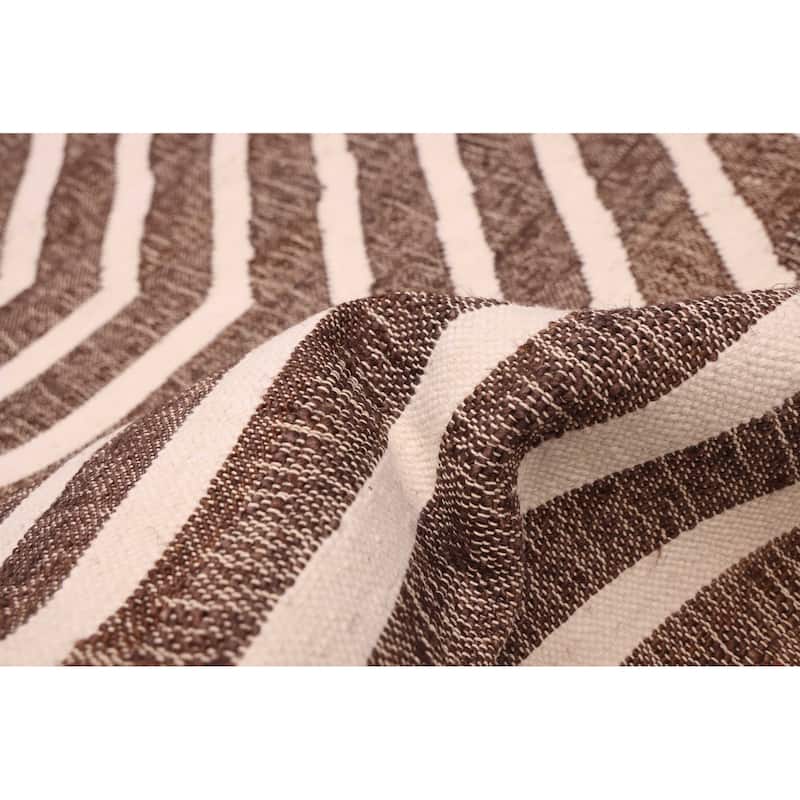 ECARPETGALLERY Flat-Weave Palas Denizli Dark Brown Jute Kilim - 5'9 x 8'4