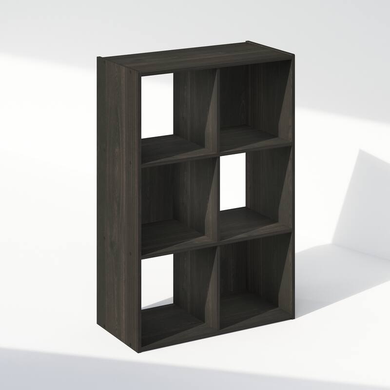 Furinno Pelli Cubic Storage Cabinet, Bookcase, Bookshelf, 6-Cube, White - Espresso