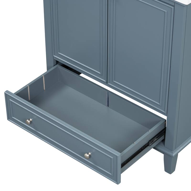 30" Bathroom Vanity without Sink, Base Only,Multi-functional Bathroom Cabinet with Doors and Drawer,Solid Frame and MDF Board