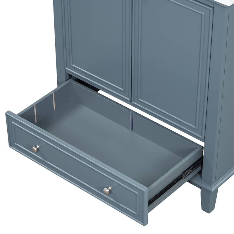 Roomfitters 30" Bathroom Vanity Base Only without Sink Multi-Functional Cabinet with Doors and Drawer MDF Frame