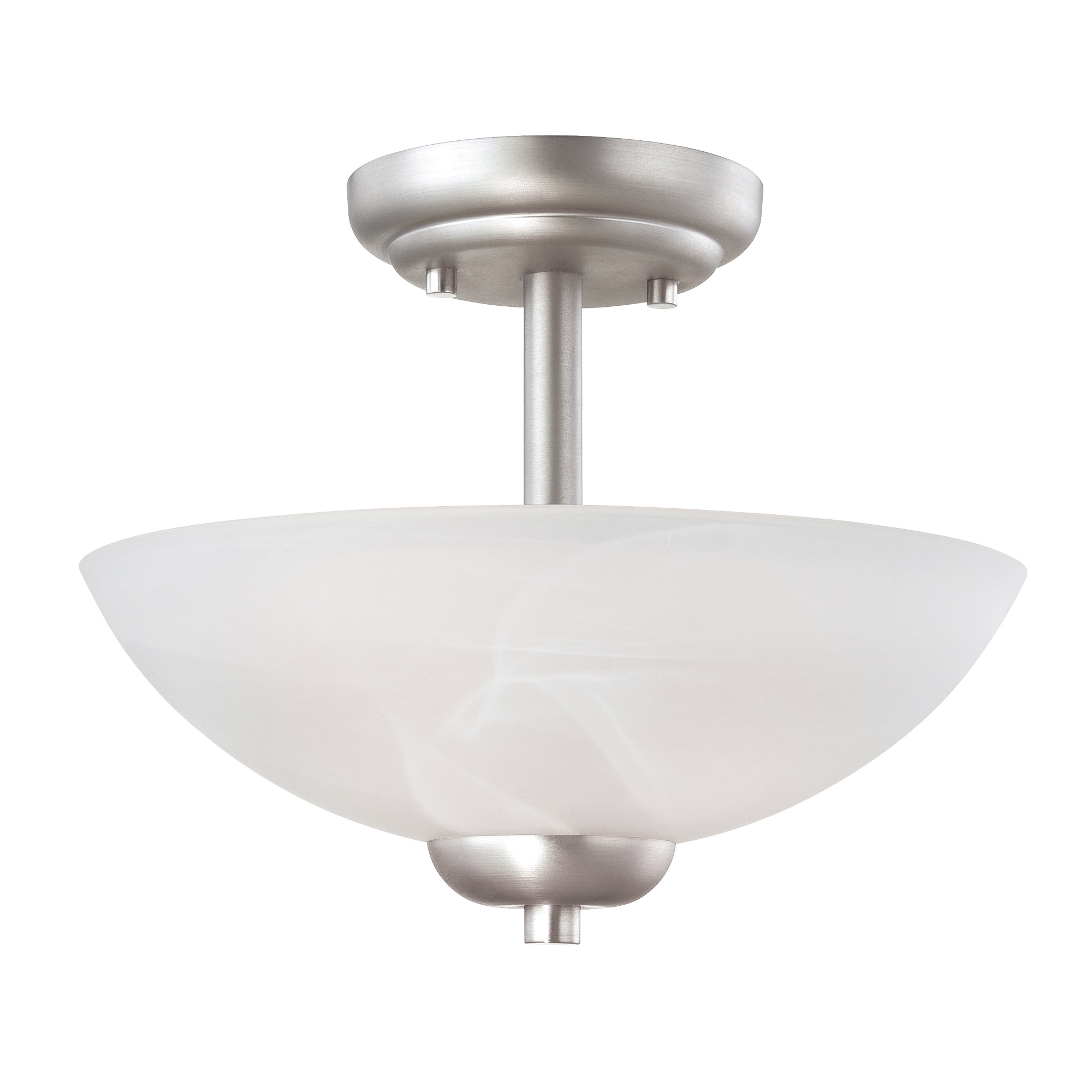 2-Light Semi Flush Mount Ceiling Light Fixture - 11.75" - Matte Nickel