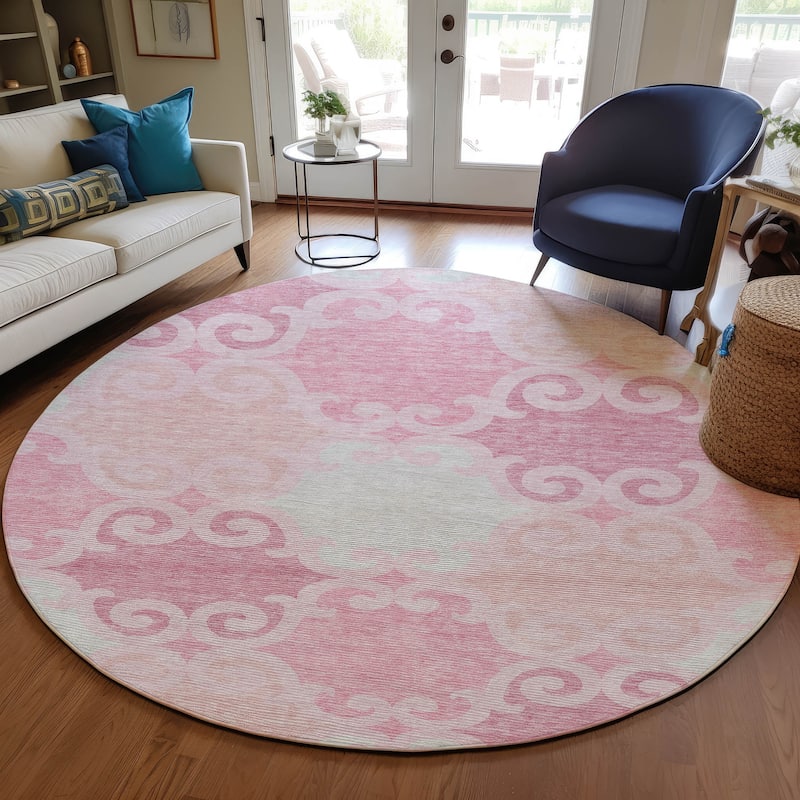 Machine Washable Indoor/ Outdoor Chantille Scroll Rug