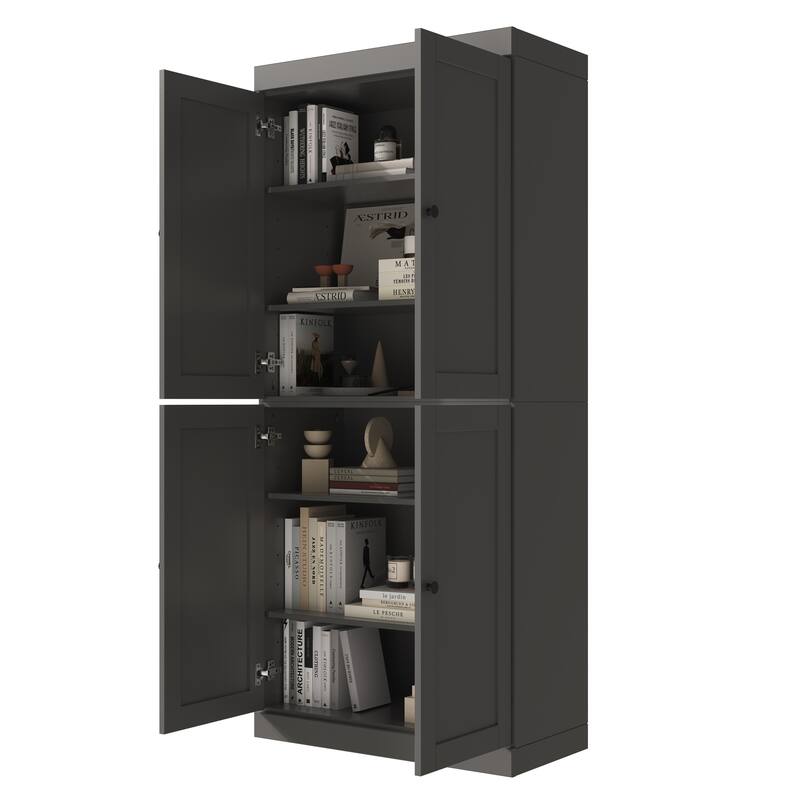 Palace Imports 100% Solid Wood 6-Shelf Bookcase with Shaker Doors and Adjustable Shelves