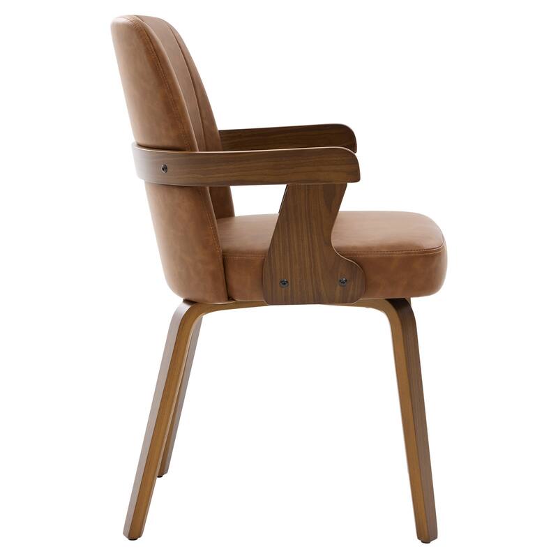 Mid-century Modern Upholstered Dining Chairs Bentwood Side Chairs with Armrests - 34.3"H x 19.9"W x 22.1"D