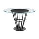 preview thumbnail 6 of 28, Veronica 48 inch Glass and Walnut Wood Round Dining Table with Metal Base