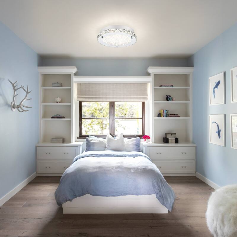 LED Crystal Flush Mount Ceiling Light Dimmable Crystal Light Fixture Flush Mount Lighting Crystal Ceiling Light - 11in