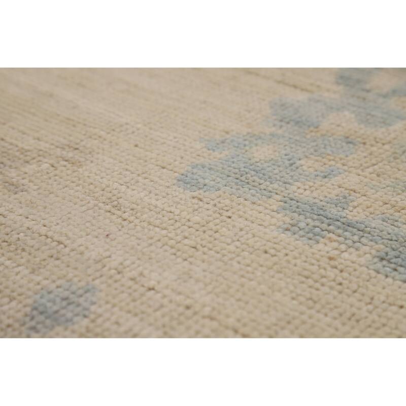 Oushak Turkish Area Rug Vegetable Dye Hand-Knotted Beige Wool Carpet - 7'9"x 10'2"