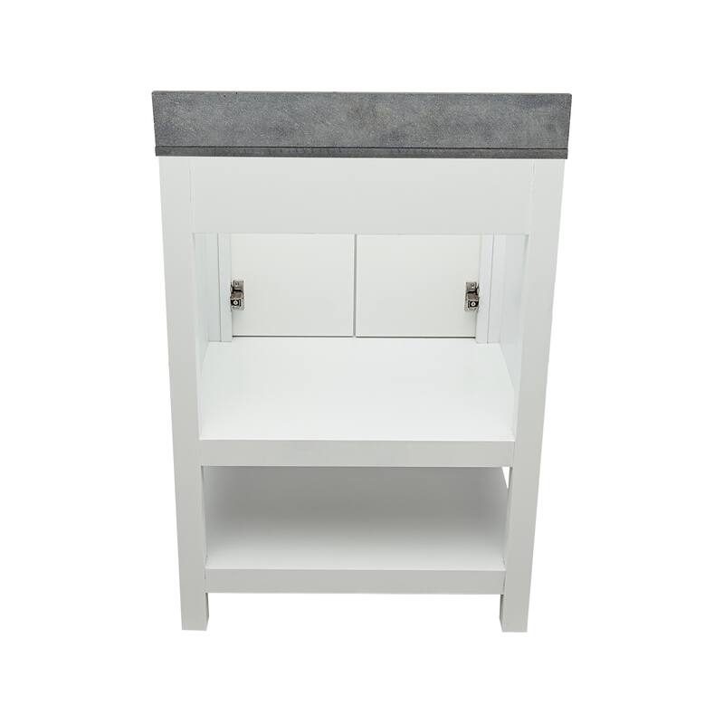 Taos 25" Bathroom Vanity with Cultured Marble Vanity Top Sink in White with White Basin
