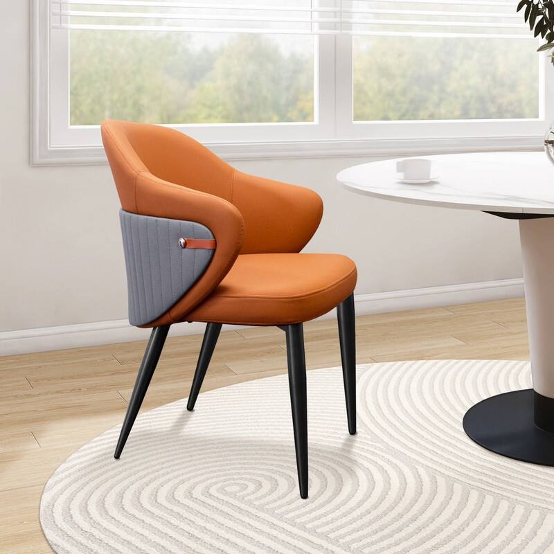 Modern Upholstered Leather Armless Dining Chairs Set of 2