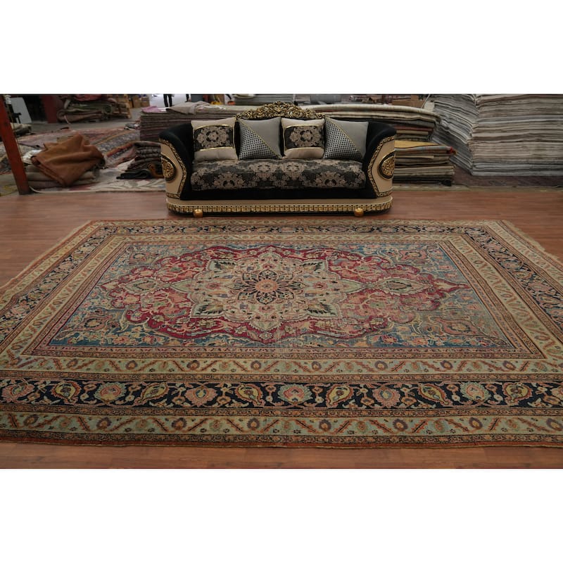 Hand Knotted Oriental 100% Wool Carpet Traditional Floral Pink Dorokhsh Area Rug - 14' 4'' X 9' 6''