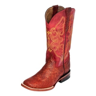 womens red square toe cowboy boots