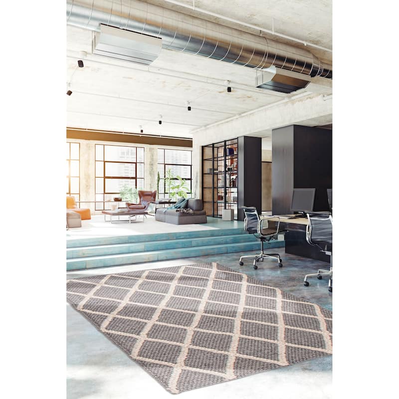 ECARPETGALLERY Braided Weave Sienna Grey Wool Rug - 3'4 x 5'0