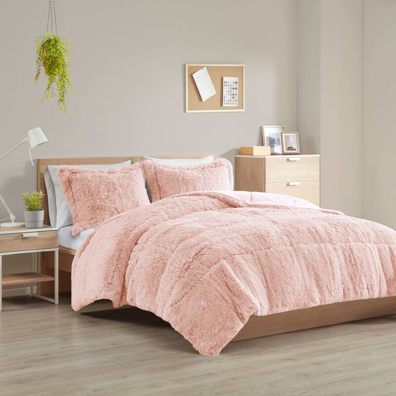 Intelligent Design Leena Shaggy Long Fur Comforter Mini Set