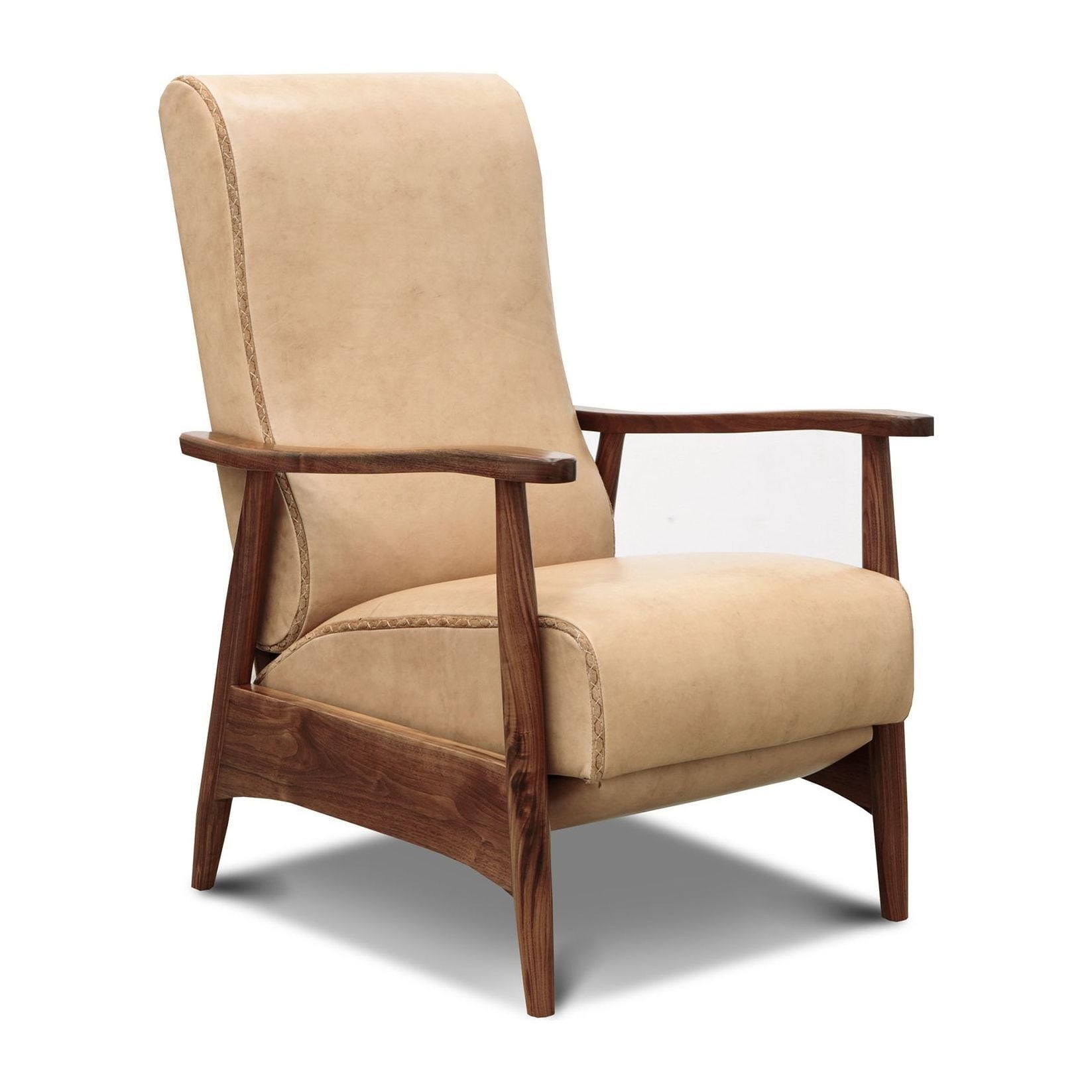 Hoffman Italian Full Grain Leather Recliner w Wooden Frame Bed
