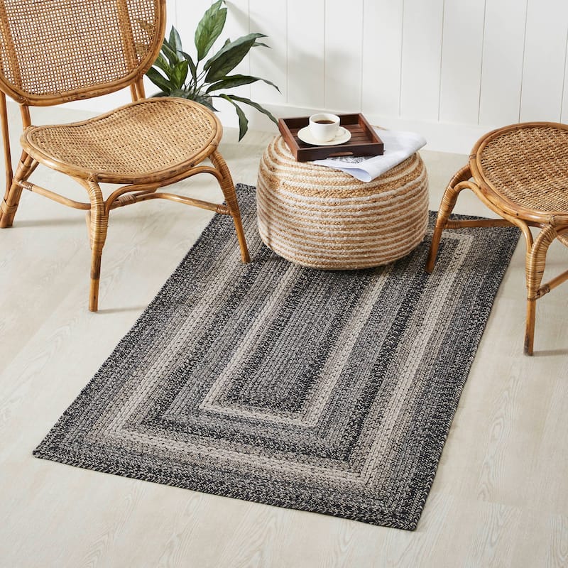 Sawyer Mill Black White Jute Rug Rect w/ Pad 36x60