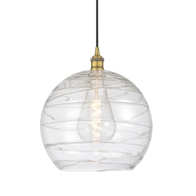 Innovations Lighting 616-1P-16-13 Athens Pendant Athens 13" Wide - Brushed Brass / Clear Deco Swirl