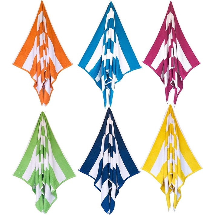 Copa Cabana 6- Piece 100 Cotton Beach Towel Multi Color - 30"x60"