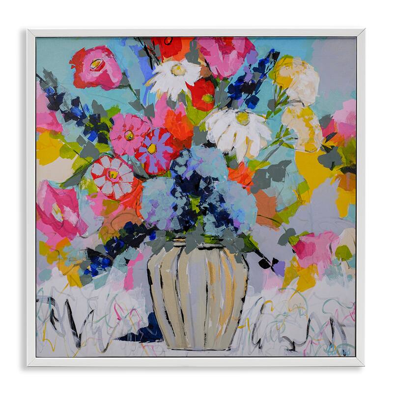 Stupell Modern Bright Bouquet Framed Giclee Art Design By Joan Curtis - 17 x 17 - White