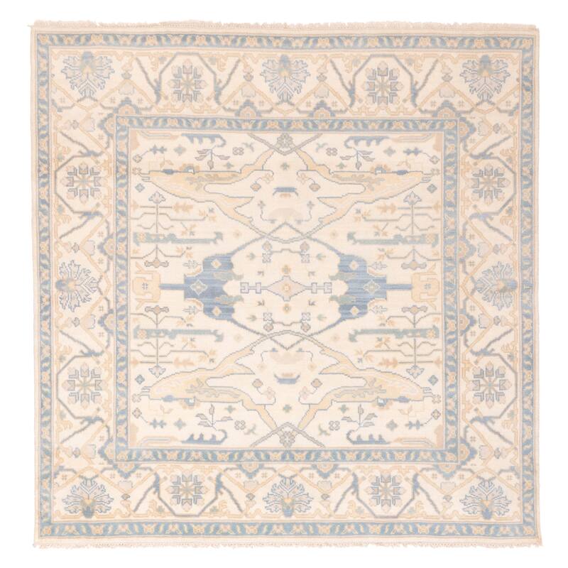 ECARPETGALLERY Hand-knotted Royal Oushak Ivory Wool Rug - 8'2 x 8'0