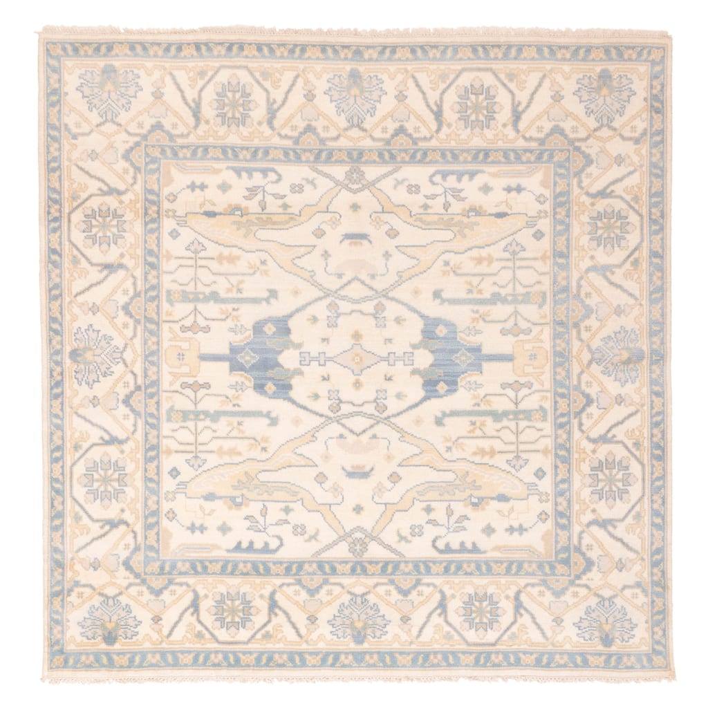 ECARPETGALLERY Hand-knotted Royal Oushak Ivory Wool Rug - 8'2 x 8'0