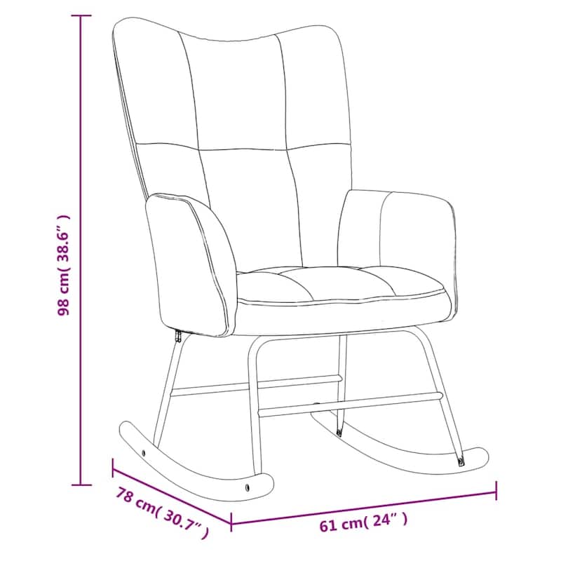 vidaXL Rocking Chair Accent Side Chair Padded Seat for Living Room Velvet