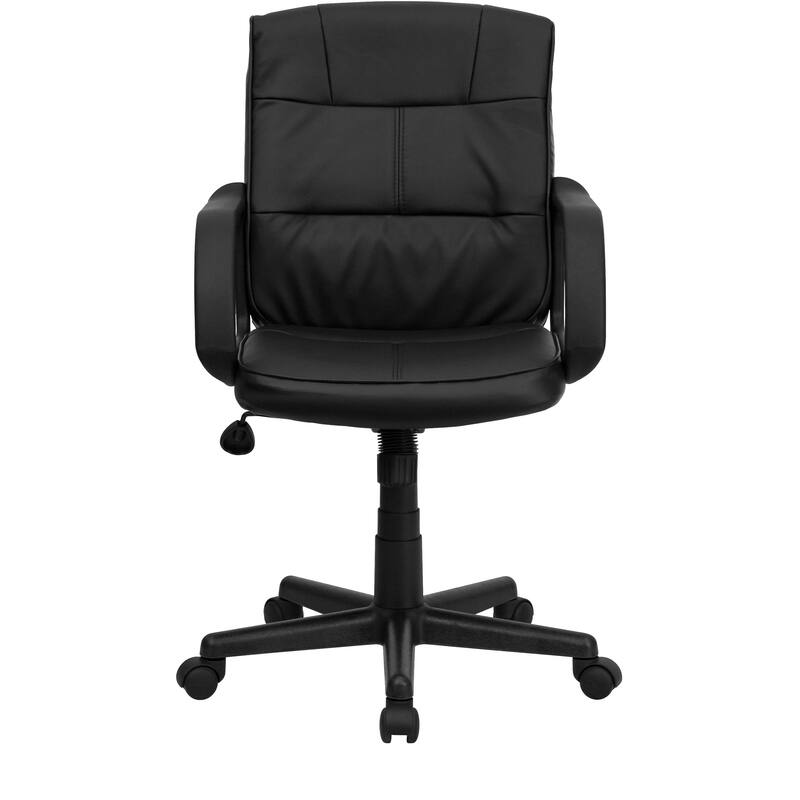 Mid-Back LeatherSoft Swivel Task Office Chair with Arms - Home Office