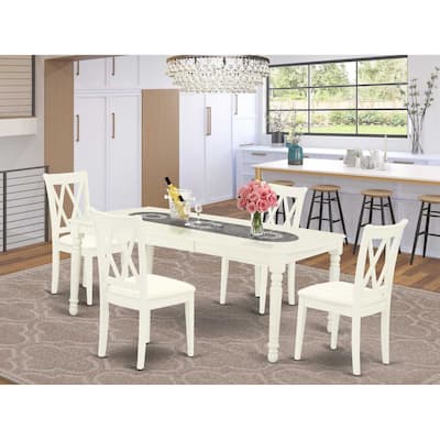 5pc Dinette Set - Linen White Table & Chairs - Kitchen Dining Room Set - Modern Design