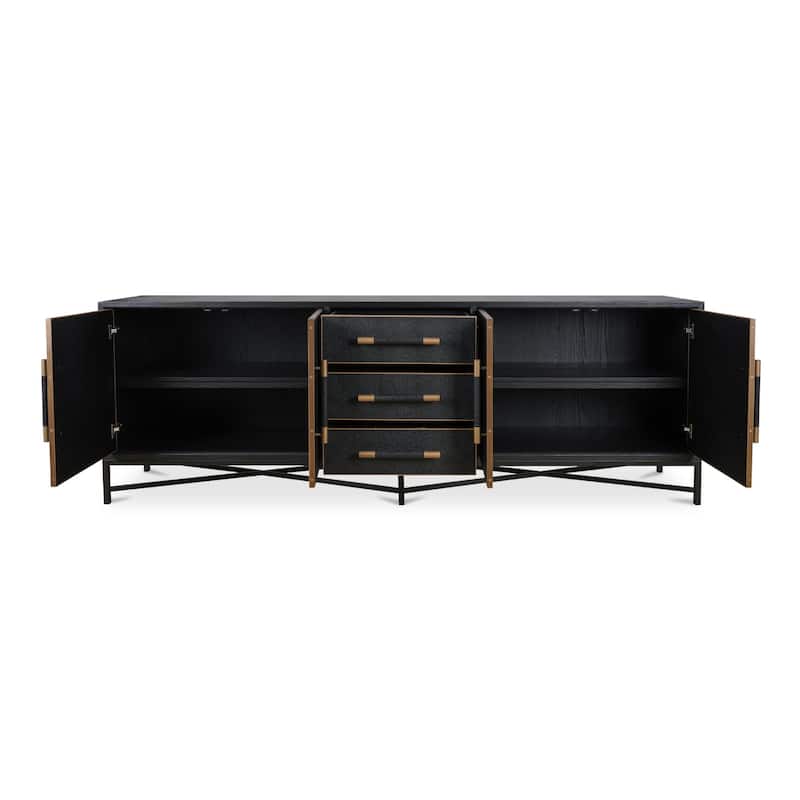 NADAAL STUDIOS Vaughn, Sideboard with Drawers, Shagreen Patterned Vegan Leather - 100"W x17.72"D x33.86"H