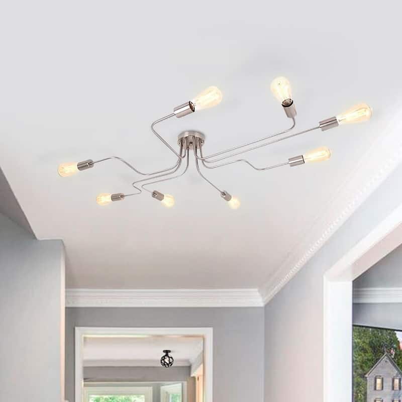 8 - Light Mid-Century Modern Industrial Spider Shape Circuit Board Semi-Flush Mount