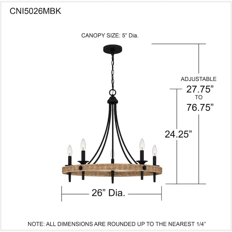 Catania 5-Light Matte Black Chandelier