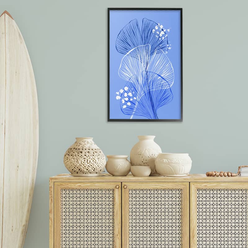 Stupell Layered Blue Gingkoes Framed Giclee Art Design By Martina Pavlova