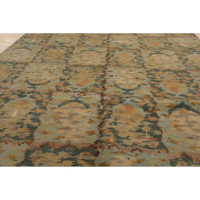 Hand Knotted Tibetan Aqua Tibetan Wool Traditional Oriental Area Rug - 6' x 9'