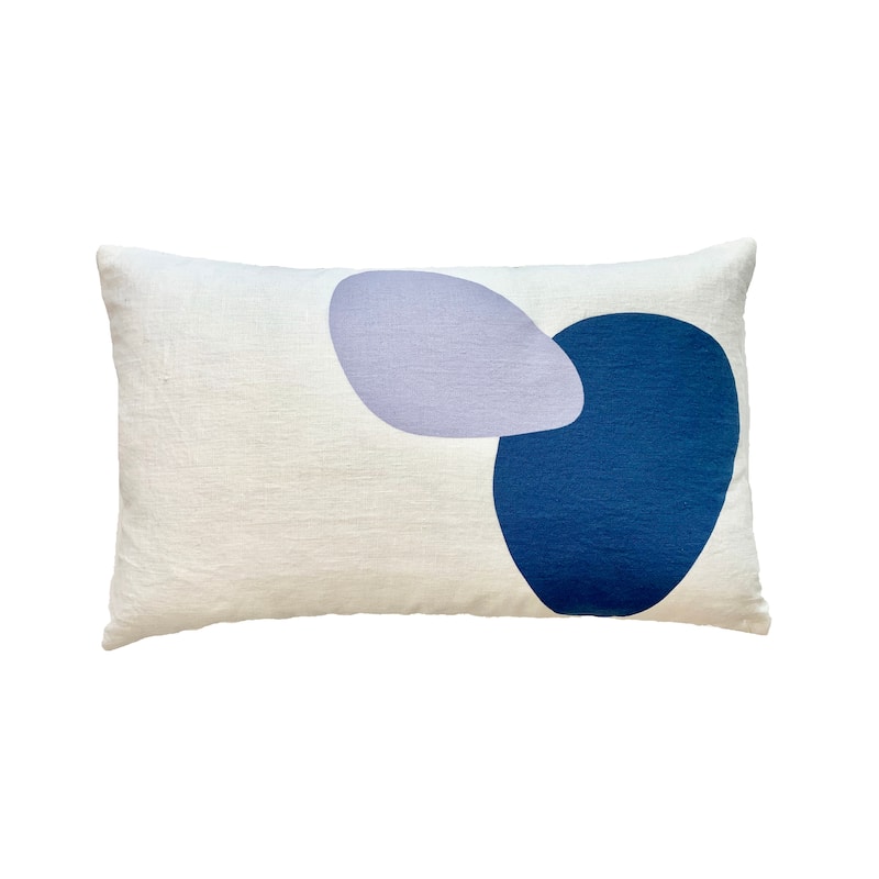 Jiti Indoor Bubble Patterned Modern Abstract Linen Accent Rectangle Lumbar Pillow 12 x 20 - Blue