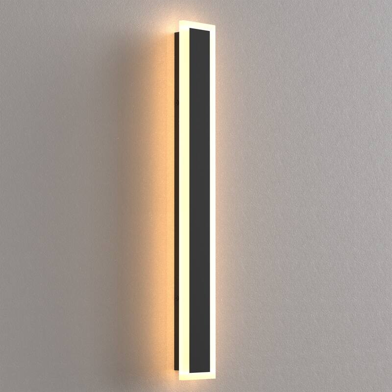 YANSUN Outdoor LED Wall Light, Rectangular Design, 3000K Warm Light, Satin Black Finish for Elegant Exterior Lighting