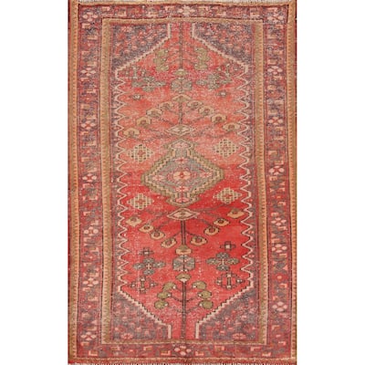 Hand Knotted Oriental 100% Wool Carpet Traditional Geometric Red Hamedan Area Rug - 6' 4'' X 4' 0''