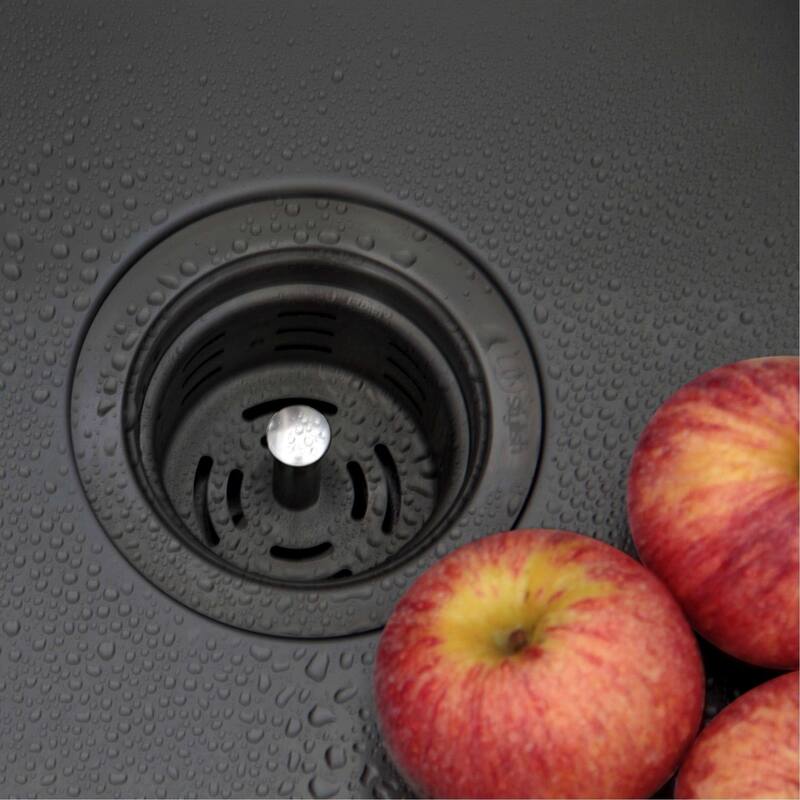 STYLISH 3.5 Inch Graphite Black Kitchen Sink Deep Strainer with Removable Basket - Fits Standard 3.5" drain Opening.