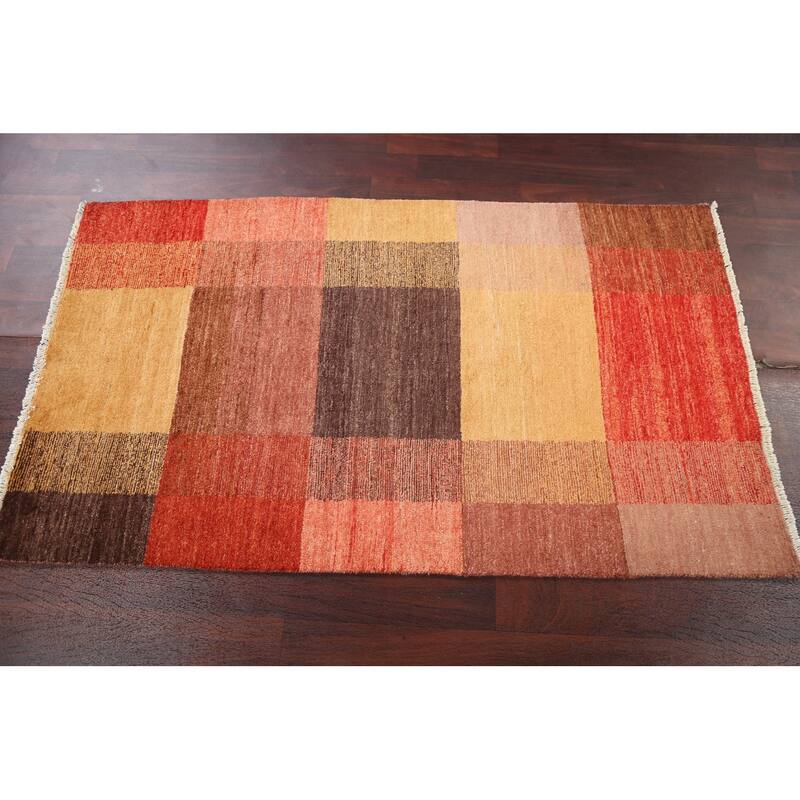 Geometric Gabbeh Kashkoli Oriental Area Rug Wool Hand-knotted Carpet - 3'1" x 5'4"