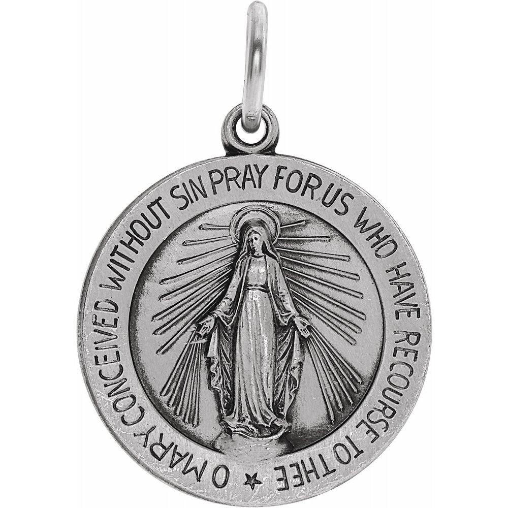 Solid 925 Sterling Silver Antiqued-Style Miraculous Medal 18mm x 24mm 