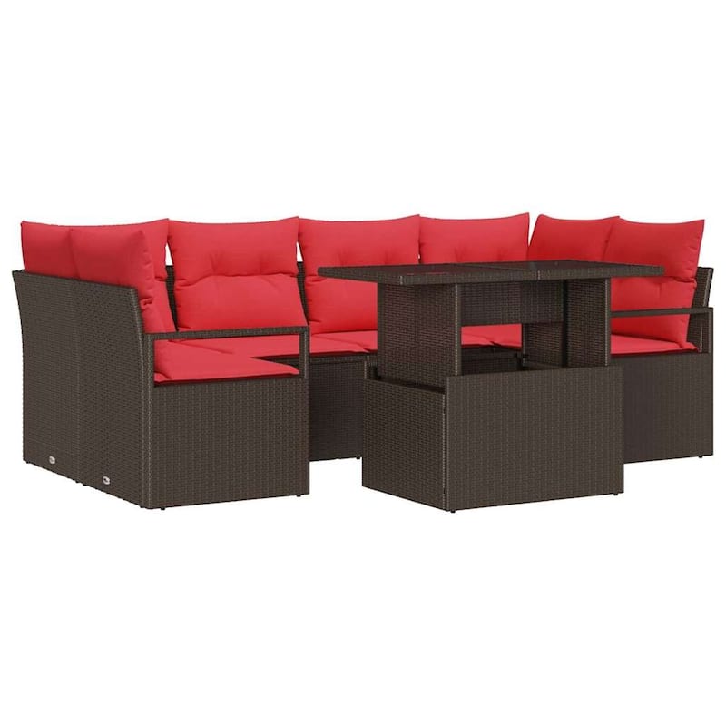 vidaXL 7 Piece Garden Sofa Set with Cushions - 92.1×48×27.2