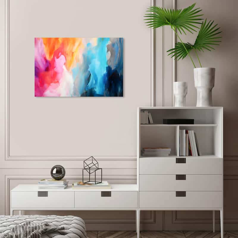 Wynwood Studio Canvas Music and Dance Retro Musical Colors Blue and Modern & Contemporary Wall Art Canvas Print - 24 x 16
