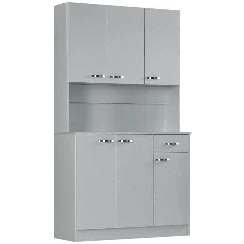 Particle Board Kitchen Pantry Cabinet with Drawer and Countertop - 39.8"W x 15.4" D x 70.9"H - Grey