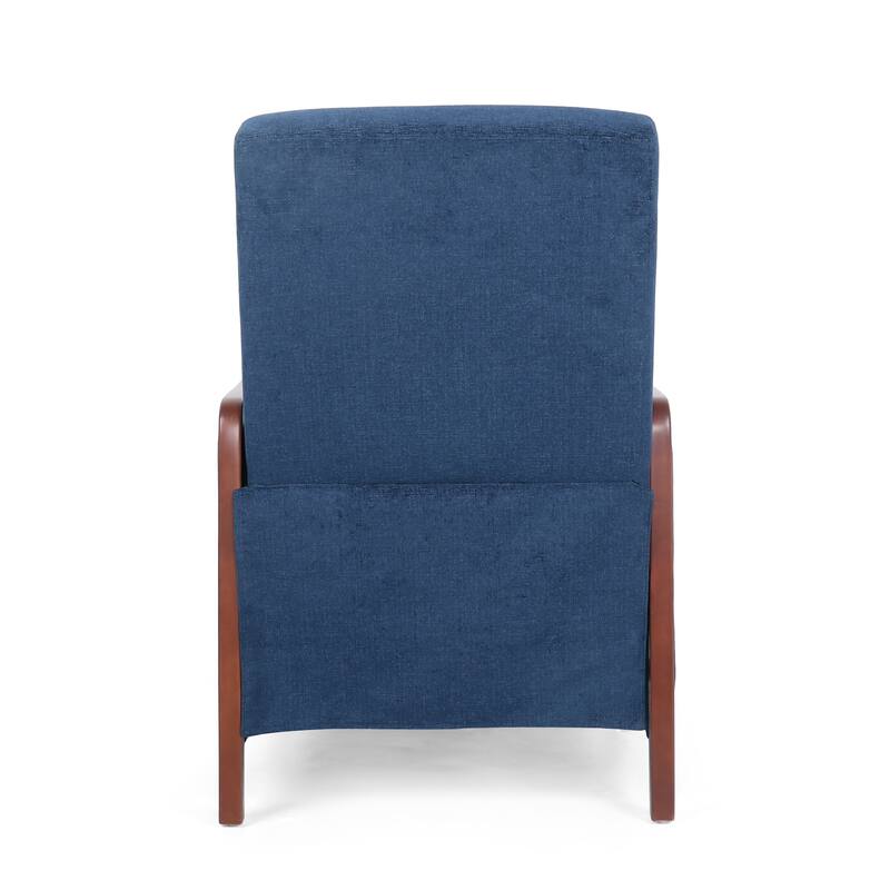 Mid-Century Modern Pushback Recliner with Channel Stitching and Birch Wood Frame