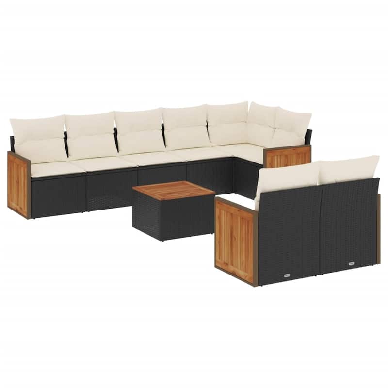 vidaXL Patio Sofa Set with Cushions Outdoor Conversation Furniture Poly Rattan
