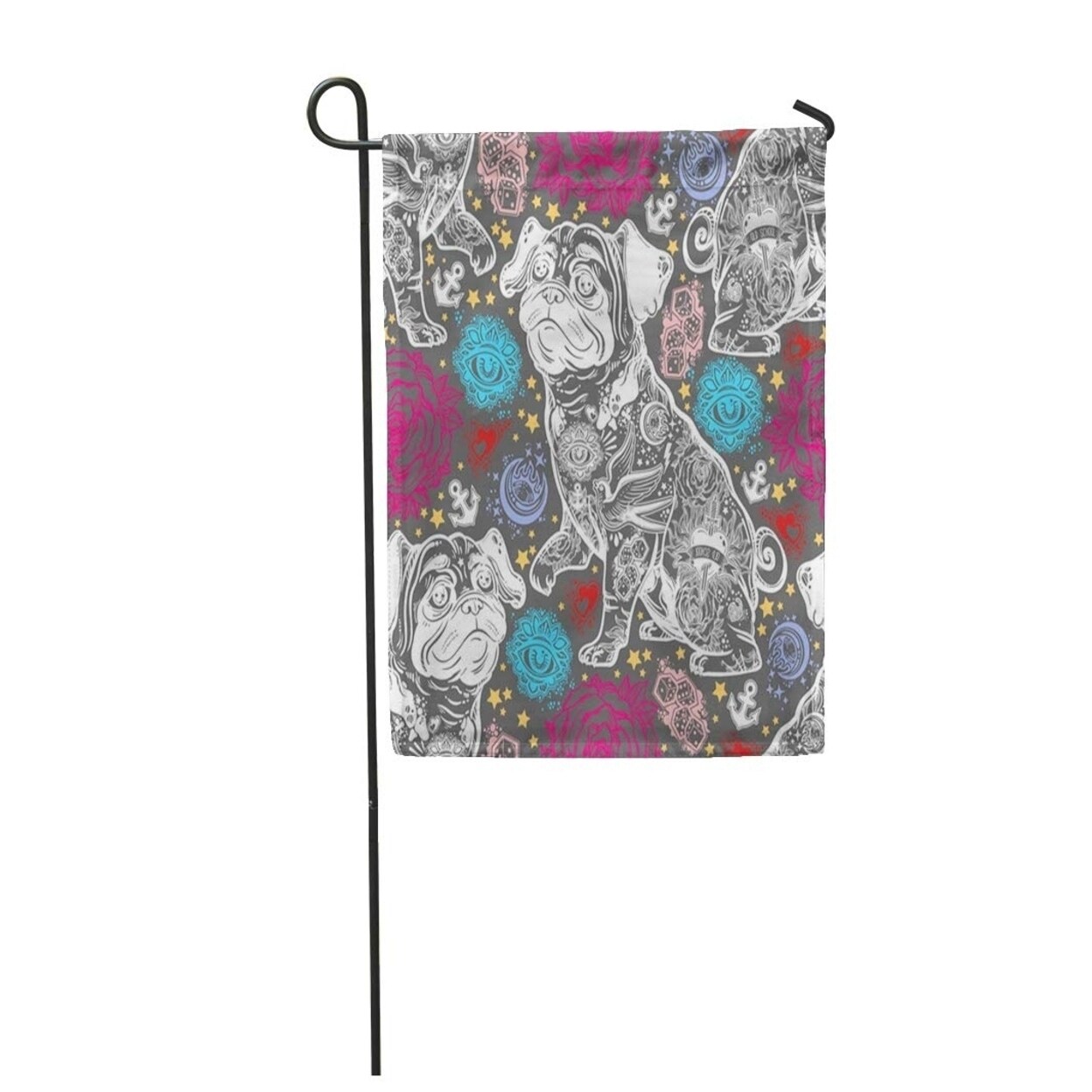 Shop Vintage Traditional Tattoo Flash Bulldog Pug Dog Doodle Stylish Old School Garden Flag Decorative Flag House Banner On Sale Overstock 31337337