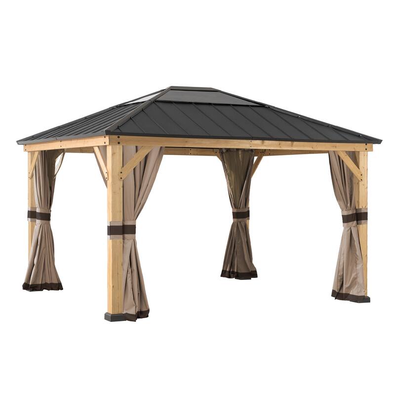 Sunjoy Universal Curtains and Mosquito Netting for 11 ft. x 13 ft. Wood Framed Gazebos(Curtain